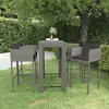 Image de vidaXL Ensemble de bar de jardin 5 pcs et coussins Résine tressée Gris