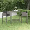 Image de vidaXL Ensemble de bar de jardin 3 pcs et coussins Résine tressée Gris
