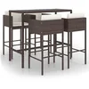 Image de vidaXL Meubles de Bar de Jardin 5pcs et Coussins Meubles d'Extérieur Table et Chaises de Patio Salon de Jardin Terrasse Résine Tressée Marron