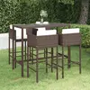 Image de vidaXL Meubles de bar de jardin 5pcs et coussins Résine tressée Marron