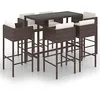 Image de vidaXL Meubles de Bar de Jardin 7pcs et Coussins Meubles d'Extérieur Table et Chaises de Patio Salon de Jardin Terrasse Résine Tressée Marron