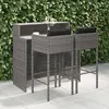 Image de vidaXL Ensemble de bar de jardin 3 pcs et coussins Résine tressée Gris