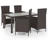 Image de vidaXL Salon d'Extérieur 5 pcs avec Coussins Ensemble de Salle à Manger de Jardin Mobilier à Dîner de Patio Terrasse Résine Tressée Marron