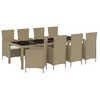 Image de vidaXL Mobilier à Dîner de Jardin 9 pcs avec Coussins Ensemble de Salle à Manger Table et Chaises de Repas de Terrasse Patio Résine Tressée Beige