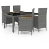 Image de vidaXL Ensemble à Dîner d'Extérieur 5 pcs et Coussins Mobilier de Salle à Manger de Jardin Table et Chaises de Repas de Patio Terrasse Résine Tressée