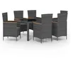 Image de vidaXL Mobilier à Dîner Jardin 7 pcs avec Coussins Ensemble de Salle à Manger Table et Chaises de Repas de Terrasse Patio Résine Tressée Noir Gris