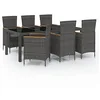 Image de vidaXL Ensemble à Manger d'extérieur 7 pcs et Coussins Résine tressée