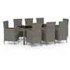 Image de vidaXL Mobilier à Dîner de Jardin 9pcs et Coussins Ensemble de Salle à Manger d'Extérieur Table et Chaises de Repas de Terrasse Résine Tressée Gris