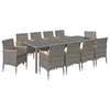 Image de vidaXL Mobilier à Dîner Jardin 11 pcs avec Coussins Ensemble de Salle à Manger Table et Chaises de Repas de Terrasse Patio Résine Tressée Noir Gris