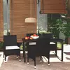 Image de vidaXL Ensemble à dîner de jardin avec coussins 5 pcs poly rotin noir