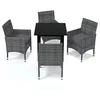 Image de vidaXL Mobilier à Dîner de Jardin et Coussins 5 pcs Ensemble de Salle à Manger de Patio Table et Chaises d'Extérieur Balcon Résine Tressée Gris