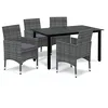 Image de vidaXL Mobilier à Dîner de Jardin et Coussins 5 pcs Ensemble de Salle à Manger de Patio Table et Chaises d'Extérieur Balcon Résine Tressée Gris