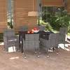 Image de vidaXL Ensemble à manger de jardin coussins 7pcs Résine tressée Gris