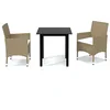 Image de vidaXL Mobilier à Dîner de Jardin et Coussins 3 pcs Ensemble de Salle à Manger de Patio Table et Chaises d'Extérieur Balcon Résine Tressée Beige