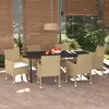 Image de vidaXL Ensemble à manger de jardin et coussins 7 pcs Poly rotin Beige