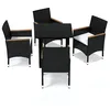Image de vidaXL Mobilier à Dîner de Jardin et Coussins 5 pcs Ensemble de Salle à Manger de Patio Table et Chaises d'Extérieur Balcon Résine Tressée Noir