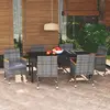 Image de vidaXL Ensemble à manger de jardin coussins 7pcs Résine tressée Gris