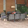Image de vidaXL Ensemble à manger de jardin coussins 9pcs Résine tressée Gris