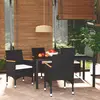 Image de vidaXL Ensemble à dîner de jardin avec coussins 5 pcs poly rotin noir