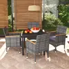 Image de vidaXL Ensemble à manger de jardin coussins 5pcs Résine tressée Gris