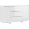 Image de Buffet et 3 tiroirs Blanc brillant 120x41x75 cm Bois ingénierie