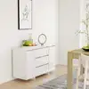 Image de vidaXL Buffet et 3 tiroirs Blanc brillant 120x41x75 cm Bois ingénierie