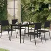 Image de vidaXL Table à dîner de jardin Noir 140x70x74 cm Acier et verre
