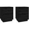 Image de Tables de chevet 2 pcs Noir 40x35x50 cm Bois de pin solide
