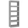 Image de Bibliothèque séparateur de pièce gris béton bois d ingénierie