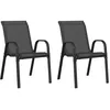 Image de Chaises empilables de jardin lot de 2 Noir Tissu textilène