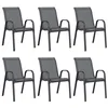 Image de Bussandri Exclusive Lot de 6 chaises de jardin empilables en tissu textile Gris