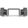 Image de vidaXL Mobilier à Dîner de Jardin et Coussins 3 pcs Mobilier de Salle à Manger Table et Chaises de Repas Terrasse Patio Extérieur Résine Tressée Gris