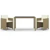 Image de vidaXL Meubles à Dîner de Jardin et Coussins 3 pcs Mobilier de Salle à Manger Table et Chaises de Repas Terrasse Patio Extérieur Résine Tressée Beige