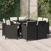 Image de vidaXL Ensemble à manger de jardin coussins 9pcs Résine tressée Noir