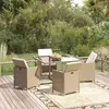 Image de vidaXL Ensemble à manger de jardin et coussins 5 pcs Poly rotin Beige