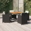 Image de vidaXL Ensemble à dîner de jardin avec coussins 5 pcs poly rotin noir