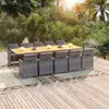 Image de vidaXL Ensemble à manger de jardin coussins 11 pcs Résine tressée Gris