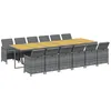 Image de vidaXL Ensemble à Dîner de Jardin Coussins 13 pcs Mobilier de Salle à Manger Table et Chaises de Repas Terrasse Patio Extérieur Résine Tressée Gris