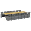 Image de vidaXL Ensemble à Dîner de Jardin Coussins 15 pcs Mobilier de Salle à Manger Table et Chaises de Repas Terrasse Patio Extérieur Gris Résine Tressée