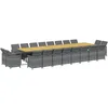 Image de vidaXL Ensemble à Dîner de Jardin Coussins 21 pcs Mobilier de Salle à Manger Table et Chaises de Repas Terrasse Patio Extérieur Gris Résine Tressée
