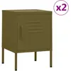 Image de vidaXL Tables de chevet 2 pcs Vert olive 35x35x51 cm Acier