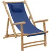 Image de vidaXL Chaise de terrasse Bambou et toile Bleu marine