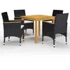 Image de vidaXL Ensemble à manger de jardin avec coussins 5 pcs Noir