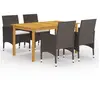 Image de vidaXL Ensemble à manger de jardin et coussins 5 pcs Marron