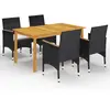 Image de vidaXL Ensemble à manger de jardin avec coussins 5 pcs Noir