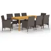 Image de vidaXL Ensemble à manger de jardin avec coussins 9 pcs marron