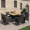 Image de vidaXL Ensemble à Manger de jardin 9pcs poly rotin et acacia noir