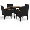 Image de vidaXL Ensemble à Manger de jardin 5pcs poly rotin et bois solide noir