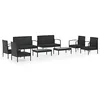 Image de vidaXL Salon de Jardin 8 pcs avec Coussins résine tressée Noir