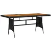 Image de Bussandri Exclusive Table de jardin en polyrotin et bois d'acacia Noir 160 x 70 x 72 cm